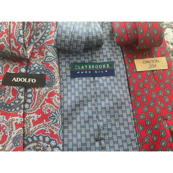 Lot of 5 Men's Neckties Geoffrey Beene Kuppenheimer Adolfo Claybrooke Silk - Picture 4 of 4
